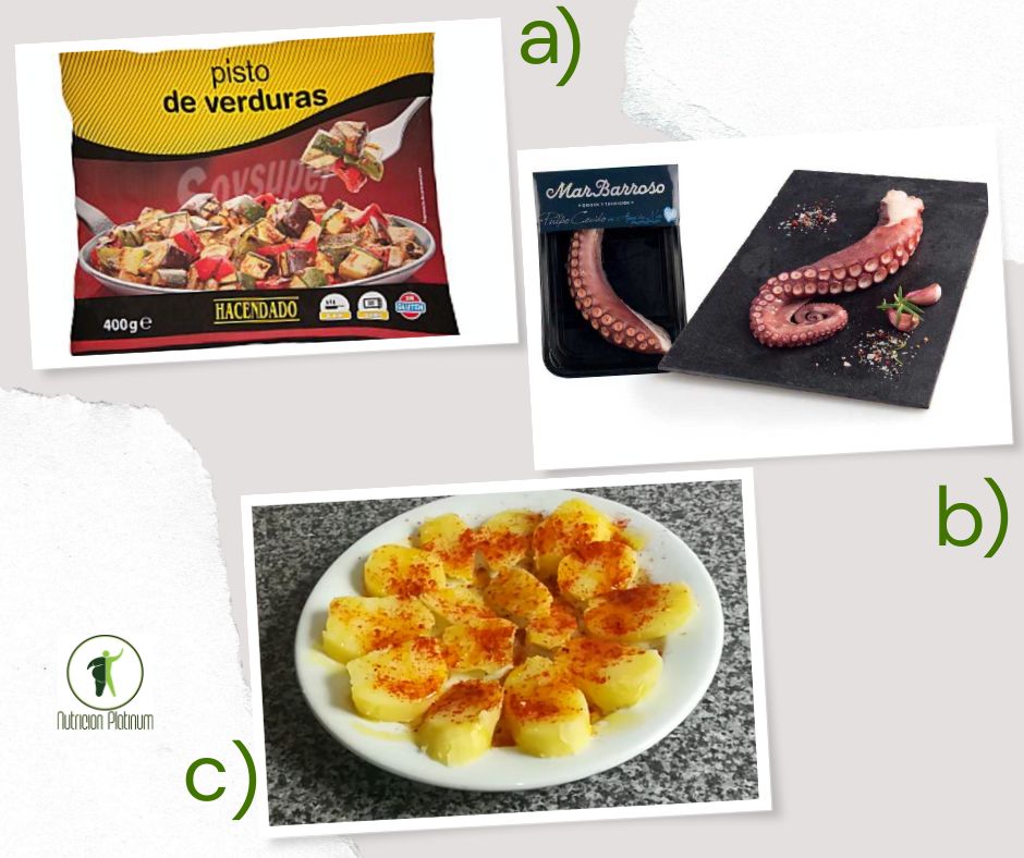 PISTO DE VERDURAS CON PATA DE PULPO Y PATATAS A LA GALLEGA